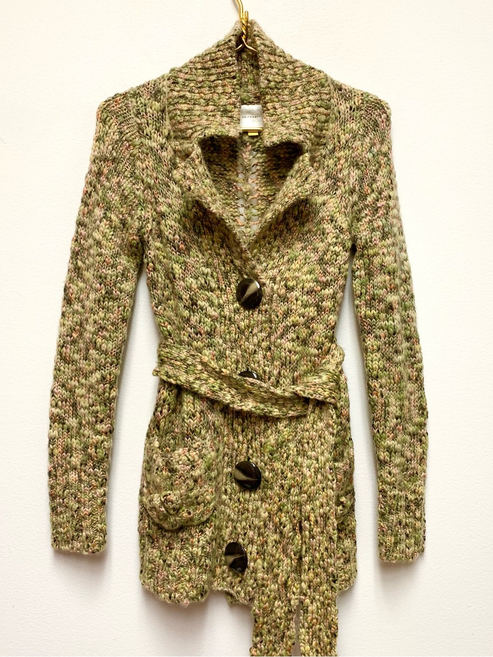 Anthropologie Leifsdottir Belted Cardigan Sweater S Chunky Knit Boho Cottage